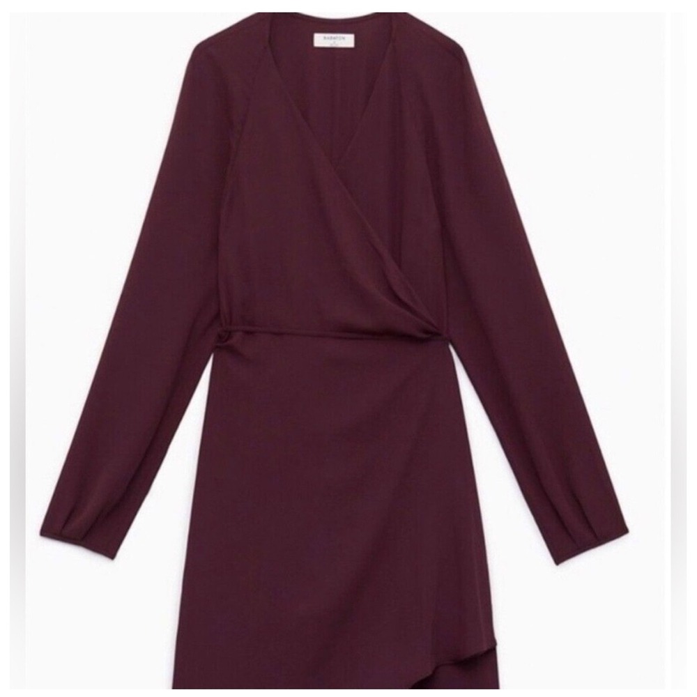 Aritzia Babaton Degrazia wrap mini dress in burgundy